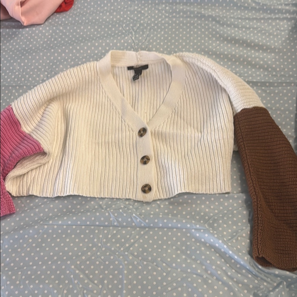 Colorblock Button-Up Women's Sweater